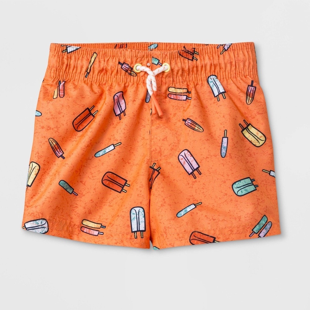 Cat & Jack l Orange Popsicle Print Boy’s Swim Shorts l Size: 3T